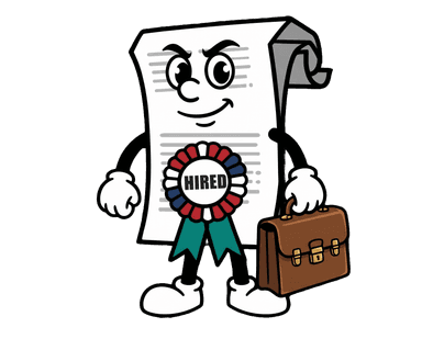 Rex the ResumeCoach mascot in business mode, briefcase in hand